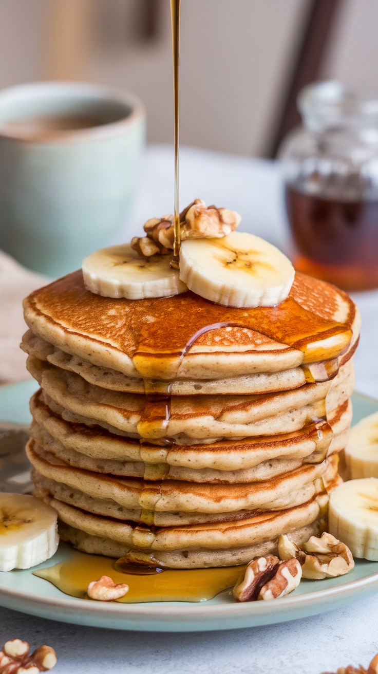Fluffy Vegan Banana Oat Pancakes